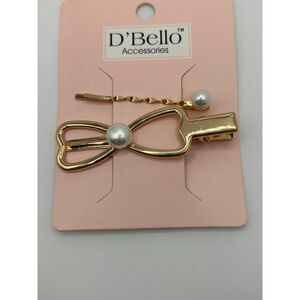 D'Bello Hair Accessories Gold & White Pearl Hair Clips